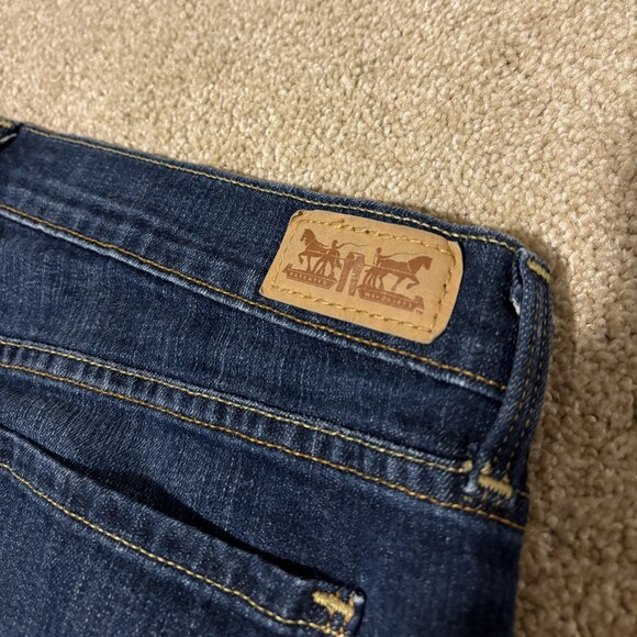 Levis 505 Womens Straight Leg Jeans Dark Wash Blue Denim Mid-Stretch, Sz 14 - Picture 6 of 9